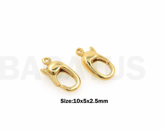 Necklace Clasp,Lobster Clasp,18K Gold Filled  Carabiner Clasp, Rotatable Tail, Bracelet Clasp,Spring Clasp,DIY Jewelry Supplies,10x5x2.5mm