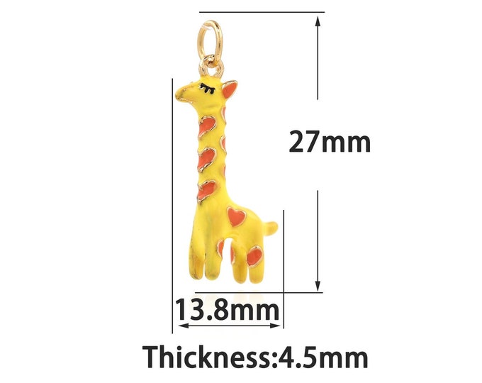 18K Gold Filled Giraffe Pendant, Gold Dainty Enamel Giraffe Charms,Simple Charm Bracelet Necklace, Suitable for DIY Jewelry Making Supply