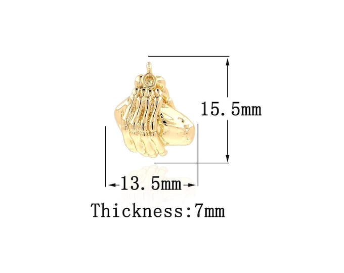 18K Gold Filled Hand Pendant, Gold Dainty Hand Charms,Simple pendant Bracelet Necklace for DIY Jewelry Making Supply