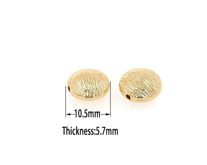 18K Gold Filled Oval Beads,Gold Flat Beads, DIY Bracelet Necklace Earrings Jewelry Making