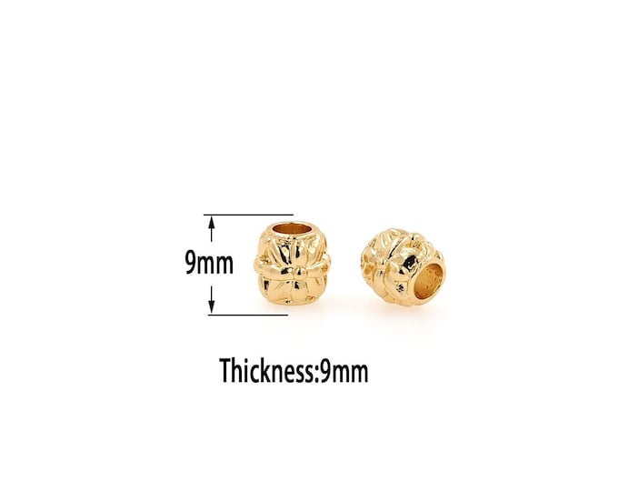 18K Gold Filled Flower Beads,Gold Flower Beads,Gold Tube Beads,DIY Bracelet Necklace Earrings Jewelry Making