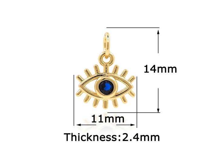 18K Gold Filled Devil Eye pendant,Gold Oval Charms,Lucky Eye Charm Bracelet Necklace for DIY Jewelry Making Supply