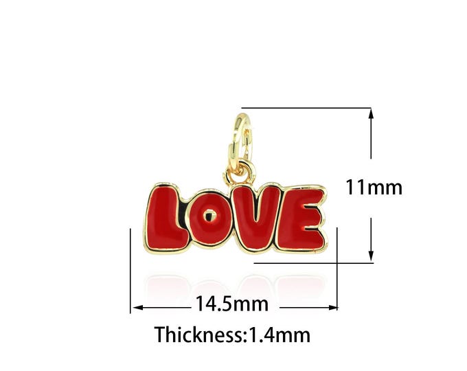 18K Gold Filled Letter Pendant Word Love Pendant Necklace DIY Bracelet Necklace Jewelry Making Supplies