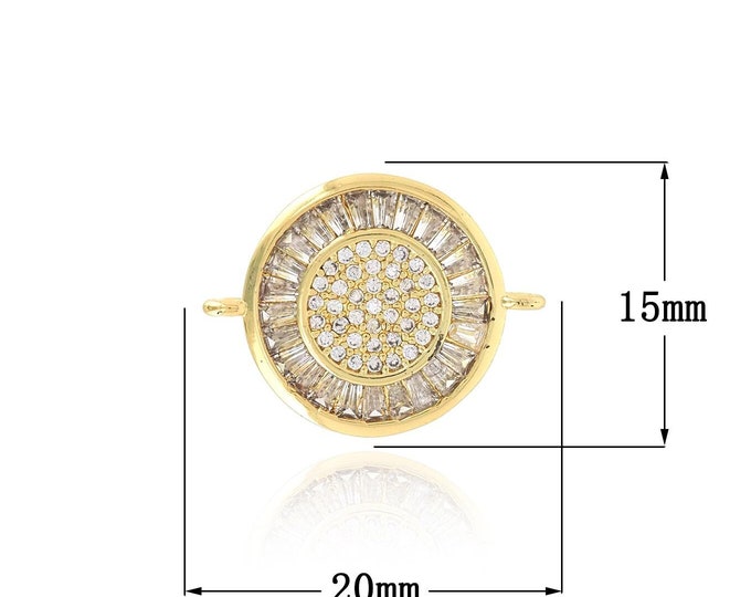 18K Gold Filled Round Connector,Gold Dainty CZ Round Connector,Simple Connector Bracelet Necklace for DIY Jewelry Making Supply