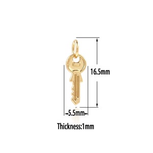 Pendentif clé en or 18 carats, breloques porte-clés délicates en or, collier bracelet à breloques délicat pour la fabrication de bijoux à bricoler soi-même