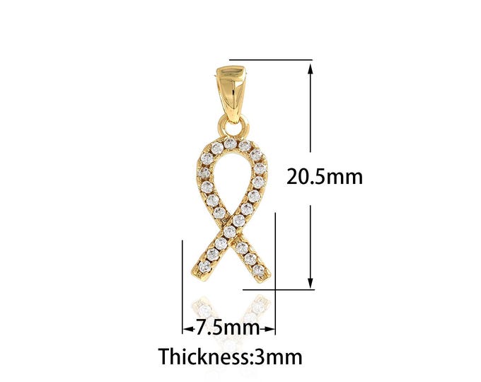 18K Gold Filled AIDS Pendant,Micropavé CZ Dainty Aids Charm Bracelet Necklace for DIY Jewelry Making Supply