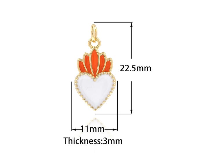 Enamel Heart Charms Necklace,Radish Charm, Enamel Heart Pendant, 18K Gold Filled Fruit Charm, DIY Jewelry Supplies,