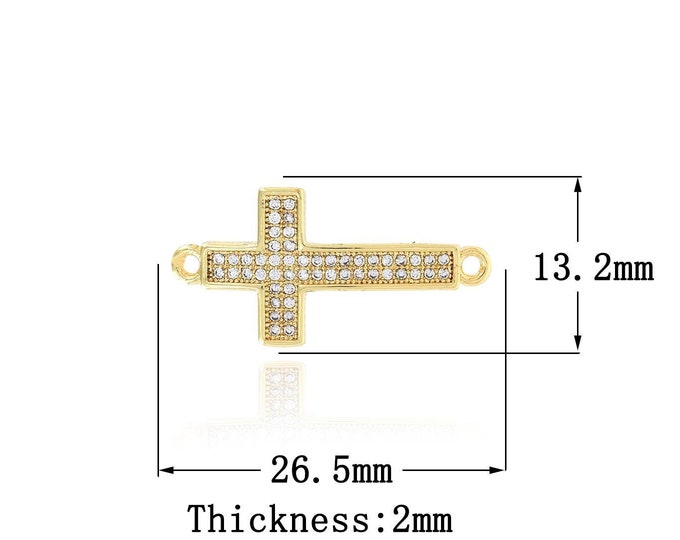 1PCS Cross Connector Stripe Cross Cubic Zirconia Cross Connector, Used for Bracelet Necklace Jewelry Supply DIY Jewelry Making