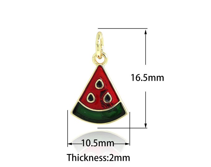 18K Gold Filled CZ Watermelon  Pendant,Gold Dainty Watermelon Charms,Watermelon Charm Bracelet Necklace for DIY Jewelry Making Supply