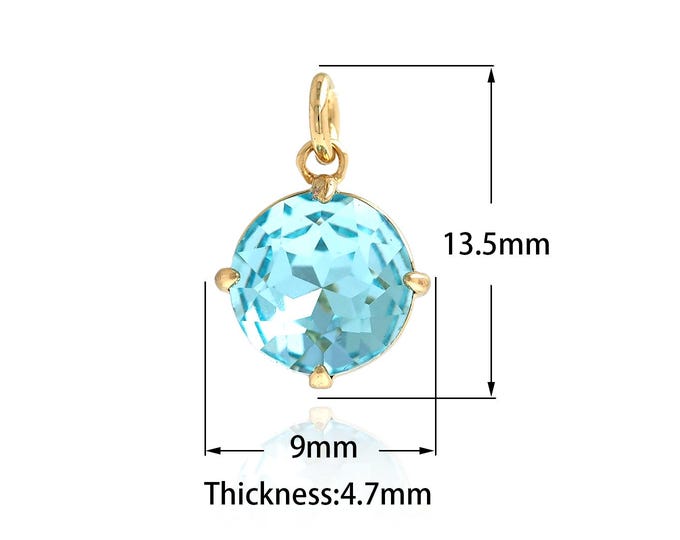 18K Gold Filled Mini Round Pendant,Single Stone Beautiful Single Diamond Bracelet Necklace DIY Jewelry Accessories