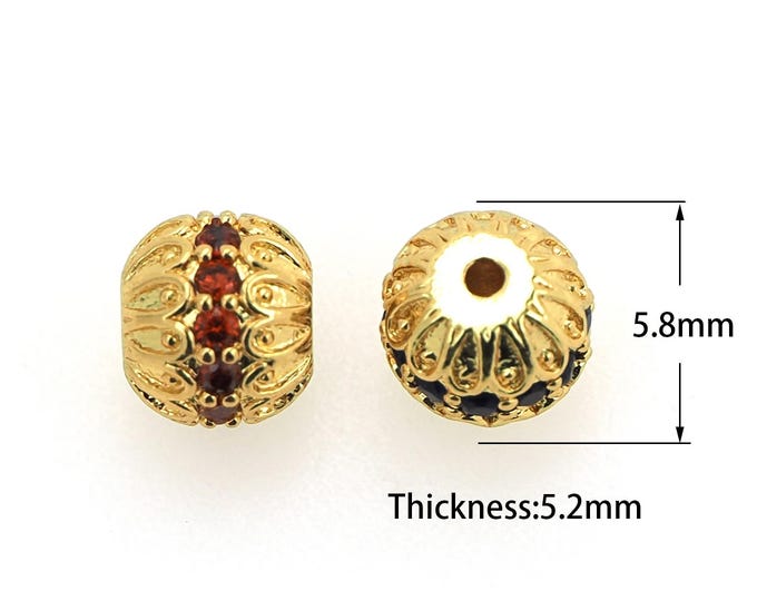 18K Gold Filled Round Spacer Beads,Micropave CZ Round Beads, Ball Beads DIY Bracelet Necklace Earrings Jewelry Making