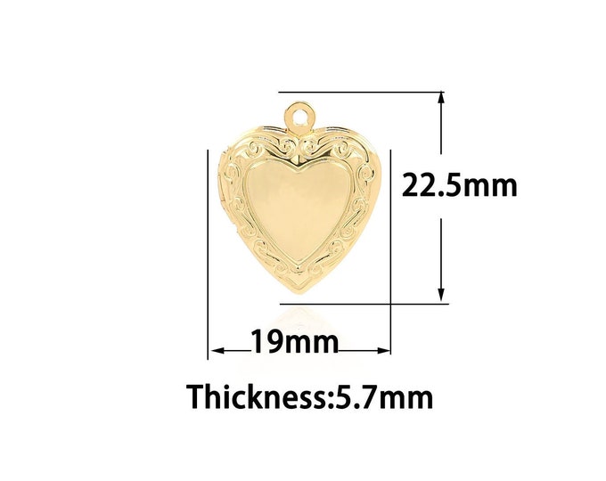 18K Gold Filled Photo Frame Pendant,Gold Dainty Heart Charms,Simple pendant Bracelet Necklace for DIY Jewelry Making Supply