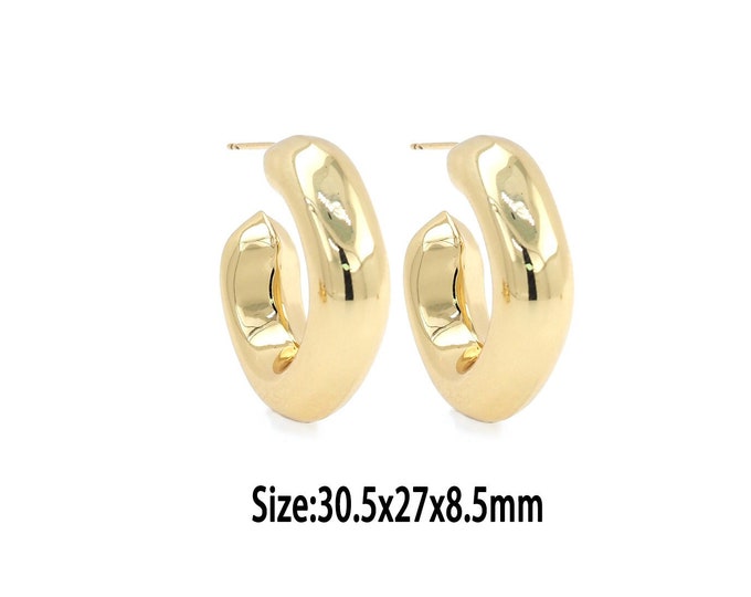 1pair 18K Gold Filled Chunky Gold Hoop Earrings, Thick Hoop Earring，Gold Earrings,Dainty Earrings,Large Hoop Earrings,Gift For Her