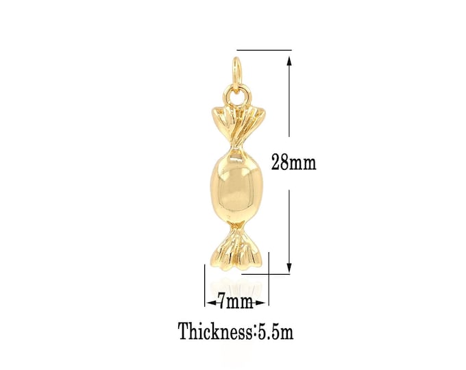 18K Gold Filled Candy Pendant,Gold Dainty Candies Charms, Sweet Charm Bracelet Necklace for DIY Jewelry Making Supply