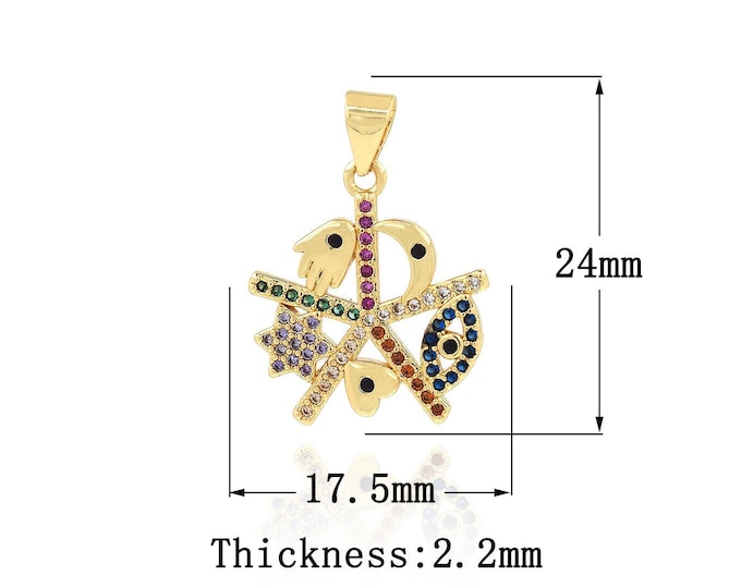Gold Evil Eye Jewelry, Koi Fish Pendant, Fish Charm,Heart Charm, Used for Necklace, Bracelet, Jewelry Making 24x17.5x2.2mm