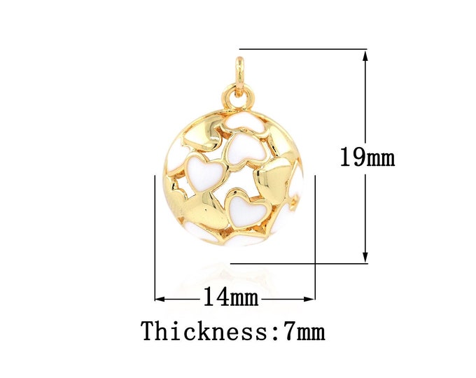 18K Gold Filled Enamel Ball Pendant,Gold Dainty Ball Charms,Simple pendant Bracelet Necklace for DIY Jewelry Making Supply,19x14x7mm