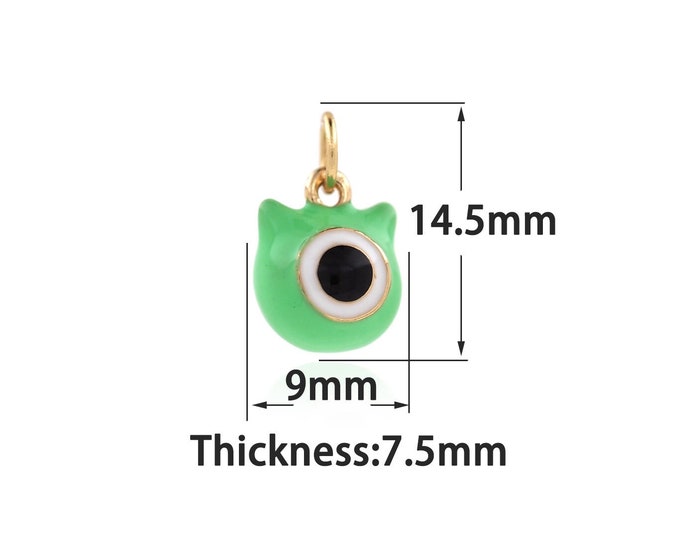 18K Gold Filled Devil Eye Pendant,Gold Dainty Enamel Eye Charms,Simple Charms Bracelet Necklace,Suitable for DIY Jewelry Making Supply
