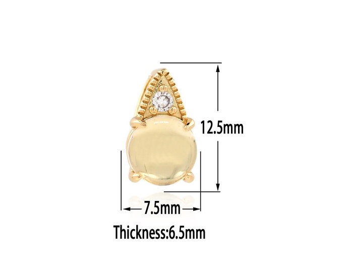Gold Simple Charms,18K Gold Filled Round Pendant,CZ Coin Charm Bracelet Necklace for DIY Jewelry Making Supply
