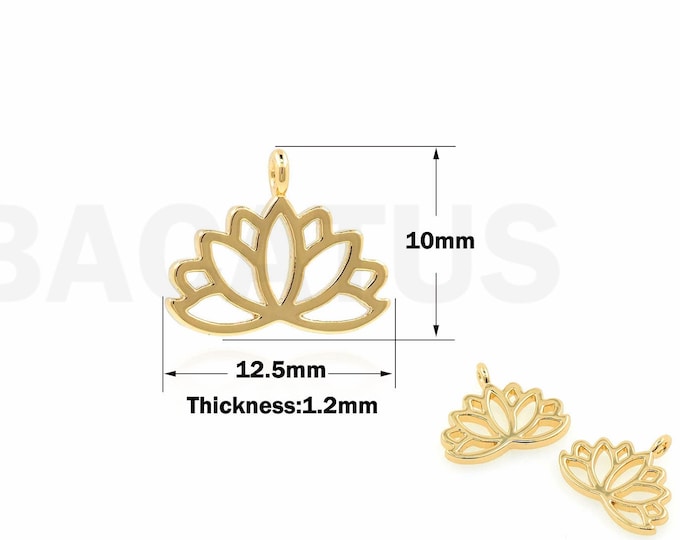 1PCS Lotus Pendant, Plant Pendant, Plant Charm, Lotus Charm, Lotus Necklace,Suitable For Jewelry Making  10x12.5x1.2mm