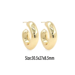 1pair 18K Gold Filled Chunky Gold Hoop Earrings, Thick Hoop Earring，Gold Earrings,Dainty Earrings,Large Hoop Earrings,Gift For Her