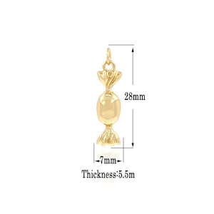 Pendentif bonbon rempli d&#39;or 18 carats, breloques de bonbons délicats en or, collier de bracelet à breloques sucré pour la fabrication de bijoux à bricoler soi-même