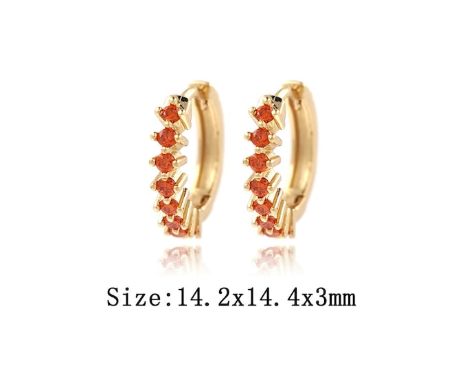 1pair 18K Gold Filling Round Earrings,Gold Dainty Round Earring,Simple Earrings,Gift for Her,14.2x14.4x3mm