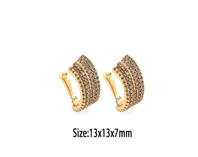 1pair 18K Gold Filled Thick Ear Clips,Gold Dainty Earring Clip,Simple Earrings Clip,Gift for Her