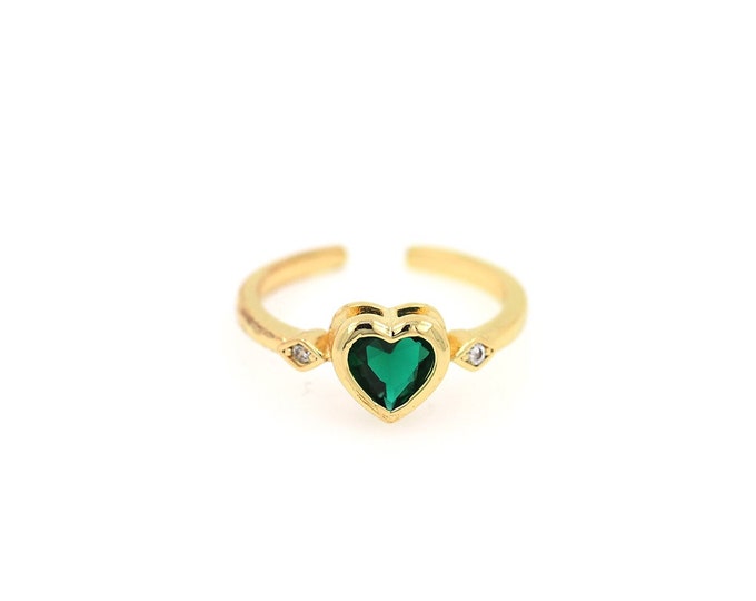 18K Gold Filled Open Ring,Gold Dainty CZ Thin Gold Ring,Heart Ring,Gift for Her