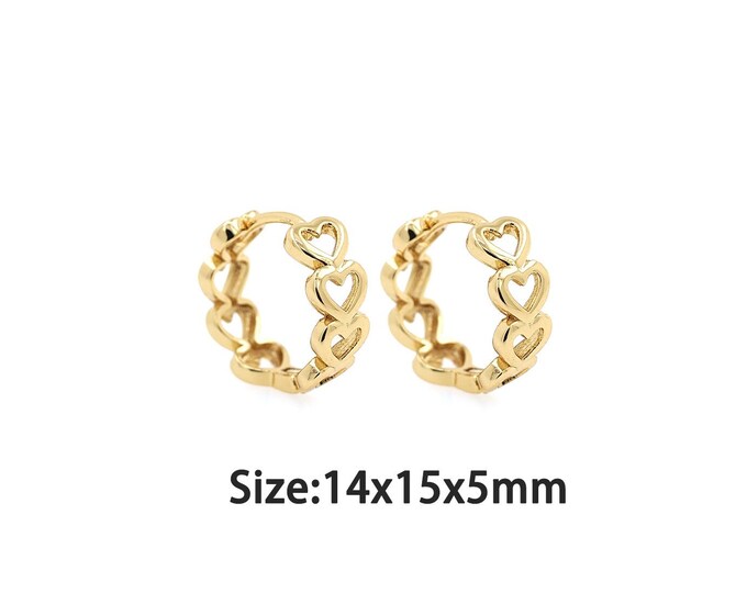 1 pair 18K Gold Filled Heart Earrings,Gold Dainty Heart Earrings,Simple Earrings,Gift for Her