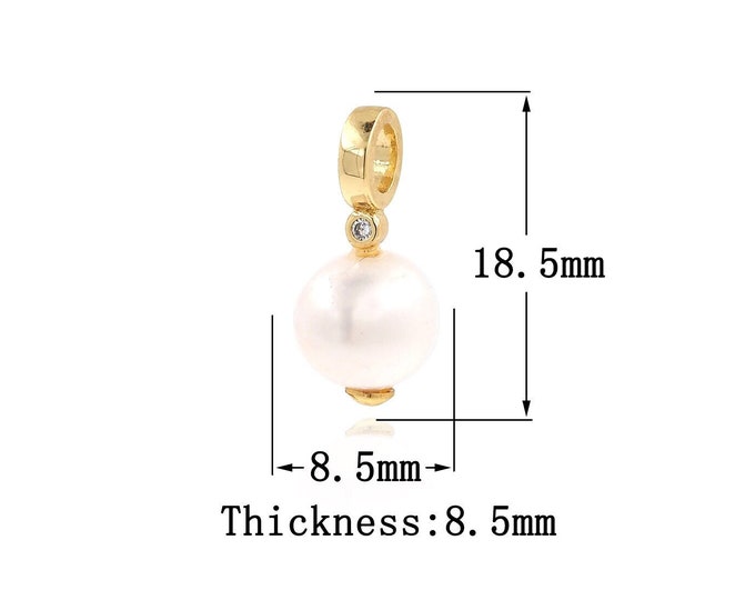 18K Gold Filled Pearl Pendant, Gold Dainty Pearl Charms,Simple pendant Bracelet Necklace for DIY Jewelry Making Supply
