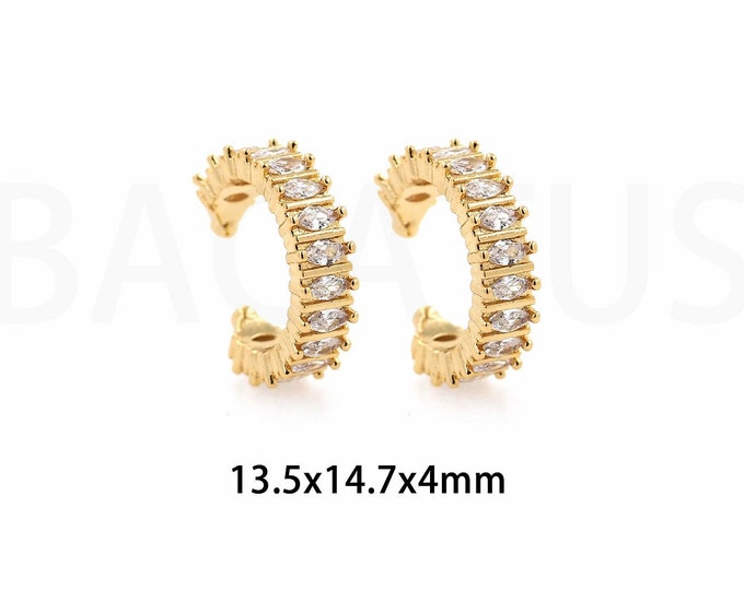 1 Pair,Moon Earrings, MicroPave Zircon Earrings,18K Gold Filled Dainty Earrings, Crescent Earrings, Gift for Her, Moon Charm,13.5x14.7x4mm