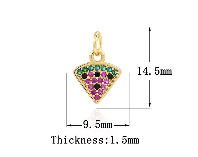 18K Gold Filled CZ Watermelon  Pendant,Gold Dainty Watermelon Charms,Watermelon Charm Bracelet Necklace for DIY Jewelry Making Supply