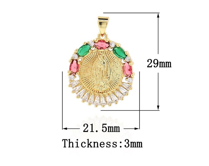 18K Gold Filled Virgin Mary Pendant,Gold Dainty Religion Charms,CZ Catholic Charm Bracelet Necklace for DIY Jewelry Making Supply