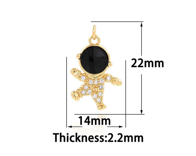 Micropavé CZ Gold Dainty Astronaut Pendant,18K Gold Filled Astronaut Pendant,Simple Pendant,Gift for Her,14x22x2.2mm