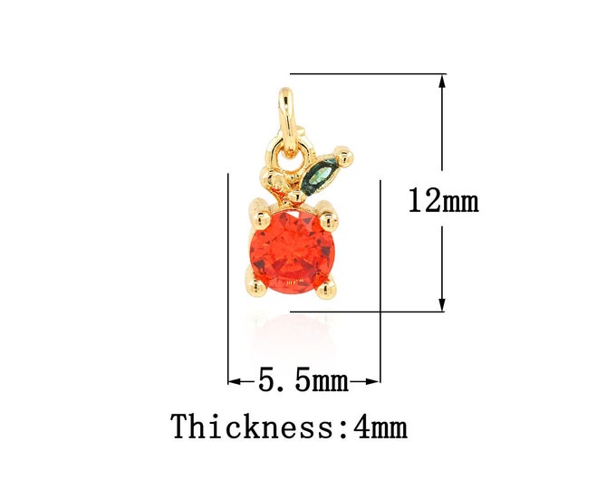 18K Gold Filled CZ Orange Pendant,Gold Dainty Orange Charms,Orange Charm Bracelet Necklace for DIY Jewelry Making Supply