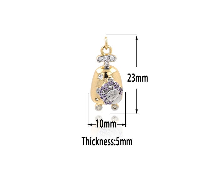 18K Gold Filled Suitcase Pendant,Gold  Dainty Charms, Minimalist  Charm Bracelet Necklace for DIY Jewelry Making Supply