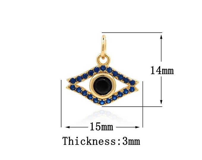 18K Gold Filled Devil Eye pendant,Gold Oval Charms,Eye Charm Bracelet Necklace for DIY Jewelry Making Supply