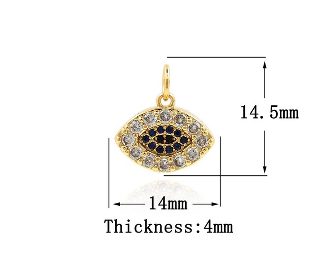 18K Gold Filled Devil eye pendant,Gold Dainty Eye Charms,Eye Charm Bracelet Necklace for DIY Jewelry Making Supply