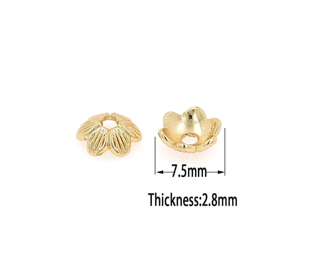 18K Gold Filled Flower Beads Cap,Gold Flower Beads Cap, DIY Bracelet Necklace Earrings Jewelry Making
