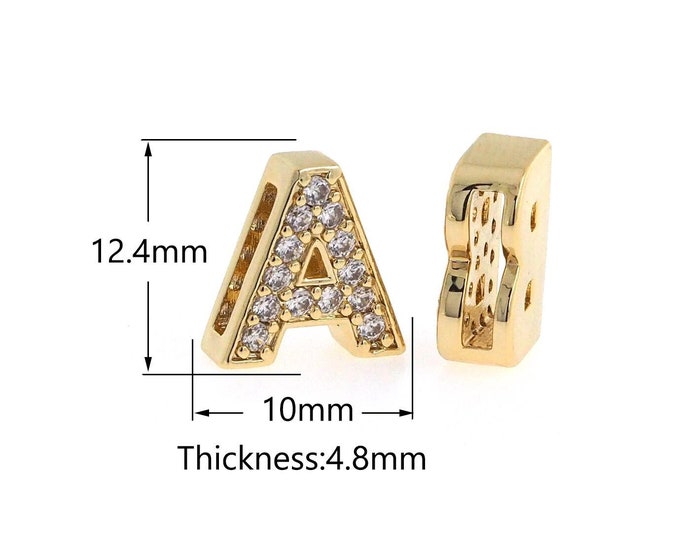 18K Gold Filled Letter Spacer Beads,Micropavé CZ 26 Letter Spacer Beads,Letter Beads,DIY Jewelry Making