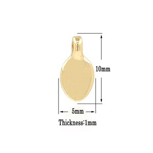 18K Gold Filled Minimalist Pendant,Gold Simple Charms, Oval Charm Bracelet Necklace for DIY Jewelry Making Supply
