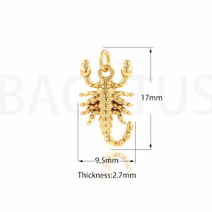 Micropavé CZ Scorpion Pendant, Scorpio Pendant, 18K Gold Filled Zodiac Necklace, Scorpio Charm, DIY Jewelry Supplies, 16.9x9.6x2.7mm