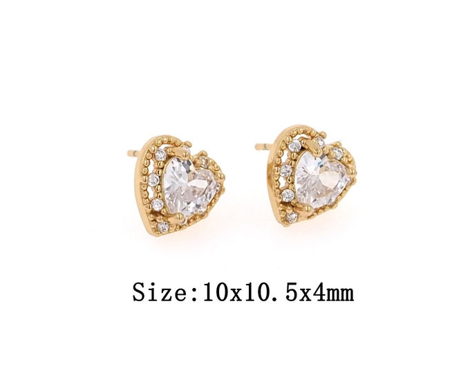 1pair 18K Gold Filling Heart Stud Earrings,Gold Heart Stud Earring,Simple Stud Earrings,Gift for Her