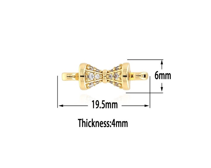 18K Gold Filled Hourglass Connectors,Gold Hourglass Connectors, CZ Hourglass Charm Bracelet Necklace for DIY Jewelry Making Supply