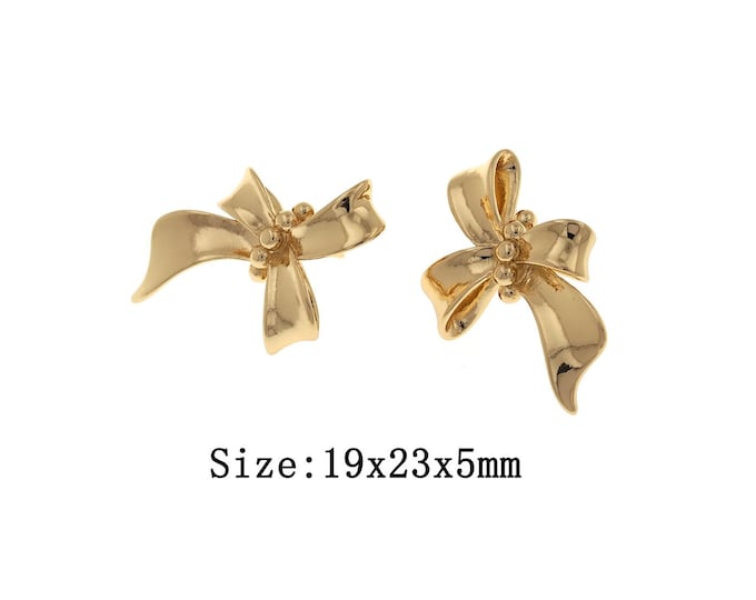 18K Gold Filled  Bow Stud Earrings, Bow Stud Earrings,Gold Silver Bow  Minimalist Stud Earrings,Hypoallergenic