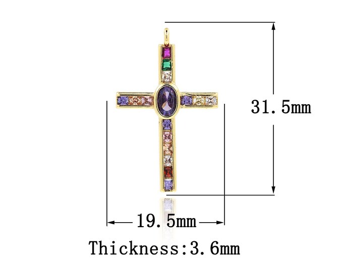 18K Gold Filled CZ Cross Pendant,Gold Dainty Religion Charms,Christian Charm Bracelet Necklace for DIY Jewelry Making Supply