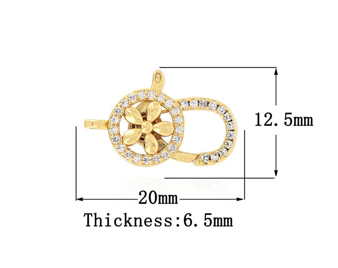 18K Gold Filledl Snap Clasp,Gold Dainty Flower Clasp,Flower Clasp Bracelet Necklace for DIY Jewelry Making Supply