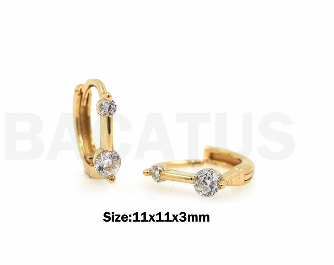 Micro Pave CZ Party Earrings,18K Gold Filled Fashion Earrings,Pierced Earrings, Gift For Her, Round Earrings, DIY Jewelry Supplies,11x11x3mm