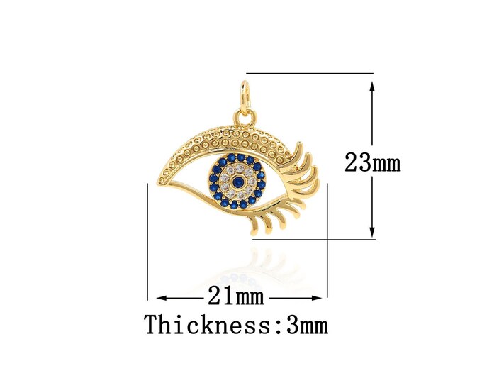 18K Gold Filled Devil Eye pendant,Gold Animal Eye Charms,Eye Charm Bracelet Necklace for DIY Jewelry Making Supply
