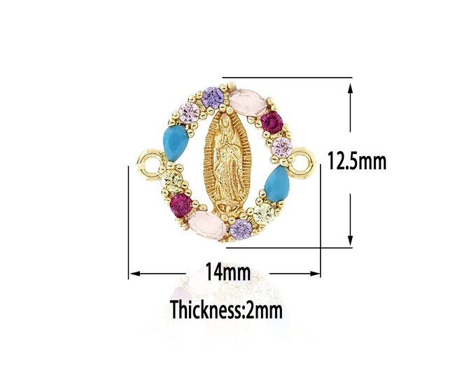 18K Gold Filled Virgin Mary Pendant,Gold Catholic Charms,Religion Charm Bracelet Necklace for DIY Jewelry Making Supply